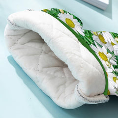 2pcs Cotton Kitchen Gloves Floral Pattern High Temperature Resistant Oven Mitts