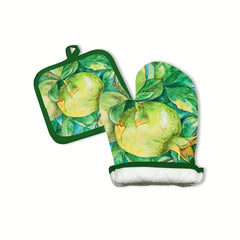 2pcs Cotton Oven Mitts Kitchen Baking Gloves