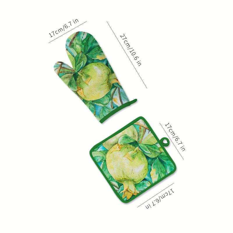 2pcs Cotton Oven Mitts Kitchen Baking Gloves