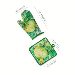 2pcs Cotton Oven Mitts Kitchen Baking Gloves