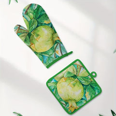2pcs Cotton Oven Mitts Kitchen Baking Gloves