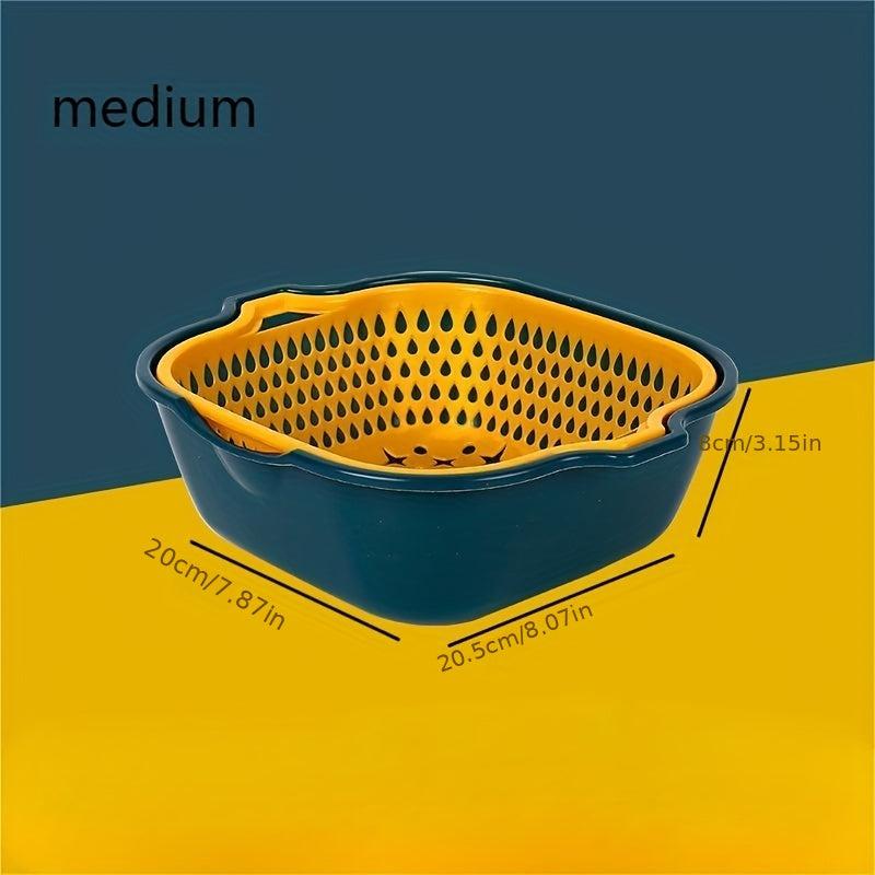 6pcs Double Layer Drain Basket Colander Strainer Reusable Fruits Washing Basket