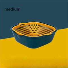 6pcs Double Layer Drain Basket Colander Strainer Reusable Fruits Washing Basket