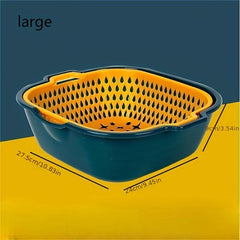6pcs Double Layer Drain Basket Colander Strainer Reusable Fruits Washing Basket