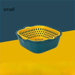 6pcs Double Layer Drain Basket Colander Strainer Reusable Fruits Washing Basket