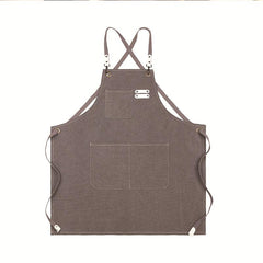 Solid Style Linen Apron Waterproof Kitchen Cooking Apron