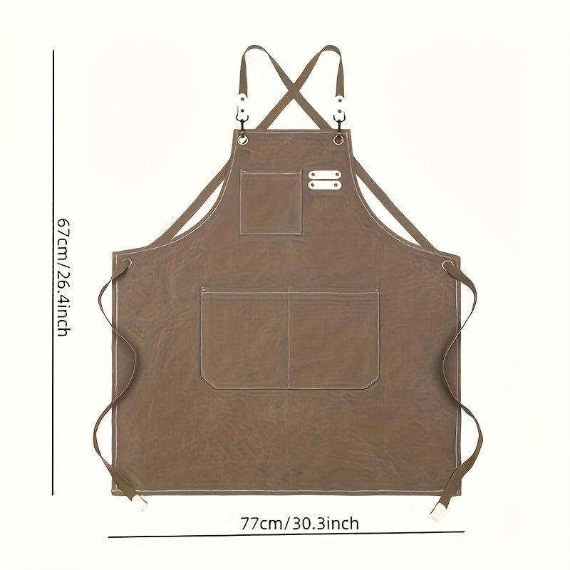 Solid Style Linen Apron Waterproof Kitchen Cooking Apron
