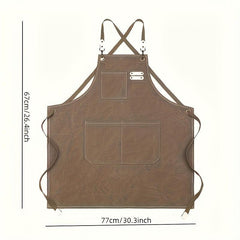 Solid Style Linen Apron Waterproof Kitchen Cooking Apron