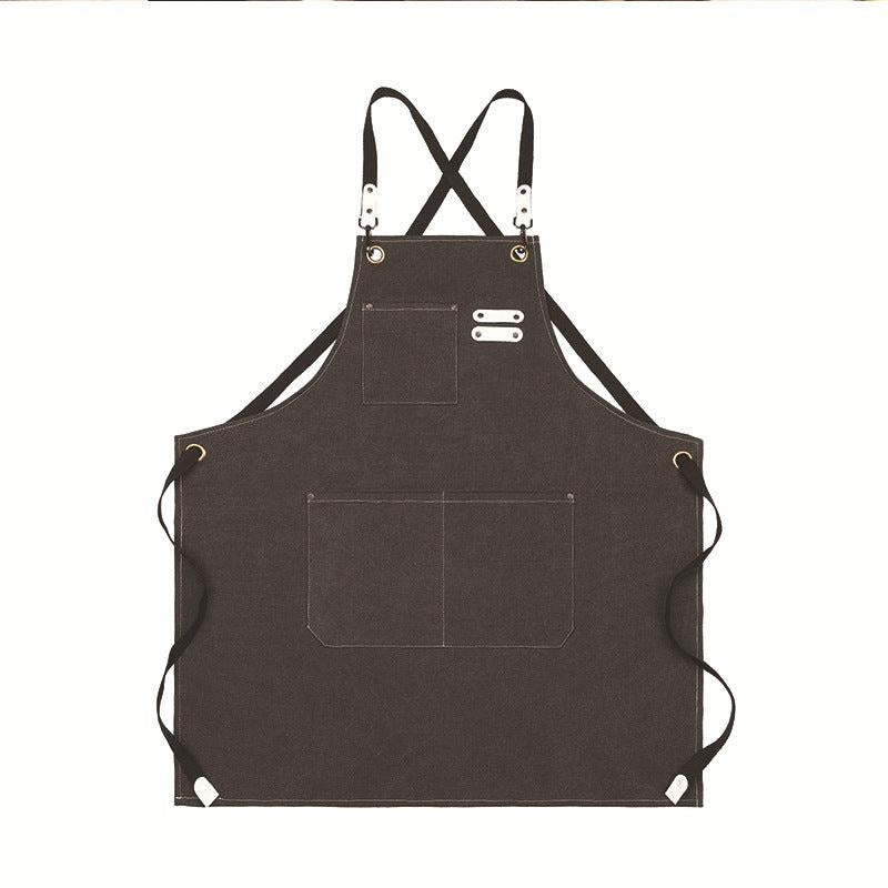 Solid Style Linen Apron Waterproof Kitchen Cooking Apron