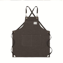 Solid Style Linen Apron Waterproof Kitchen Cooking Apron