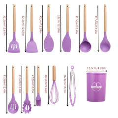 12pcs Silicone Kitchen Utensil Set Heat Resistant Cooking Tools Non stick Pots