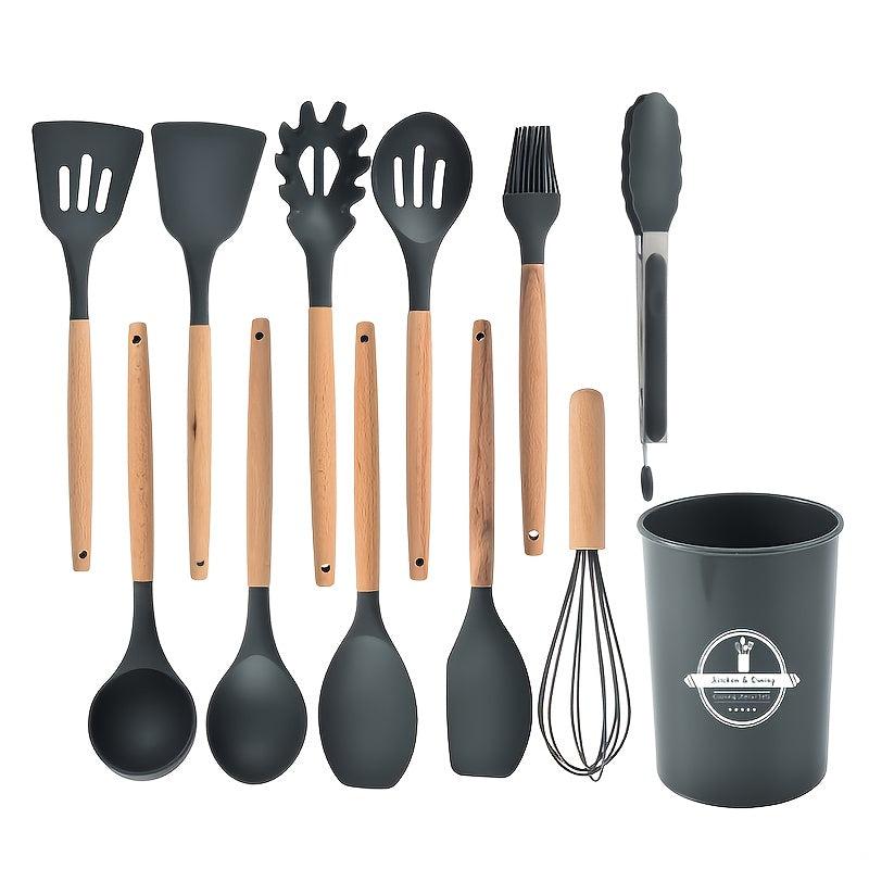 12pcs Silicone Kitchen Utensil Set Heat Resistant Cooking Tools Non stick Pots