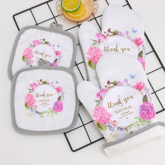 Cotton Oven Mitt Heat Insulation Gloves Kitchen Baking Gentleman Print