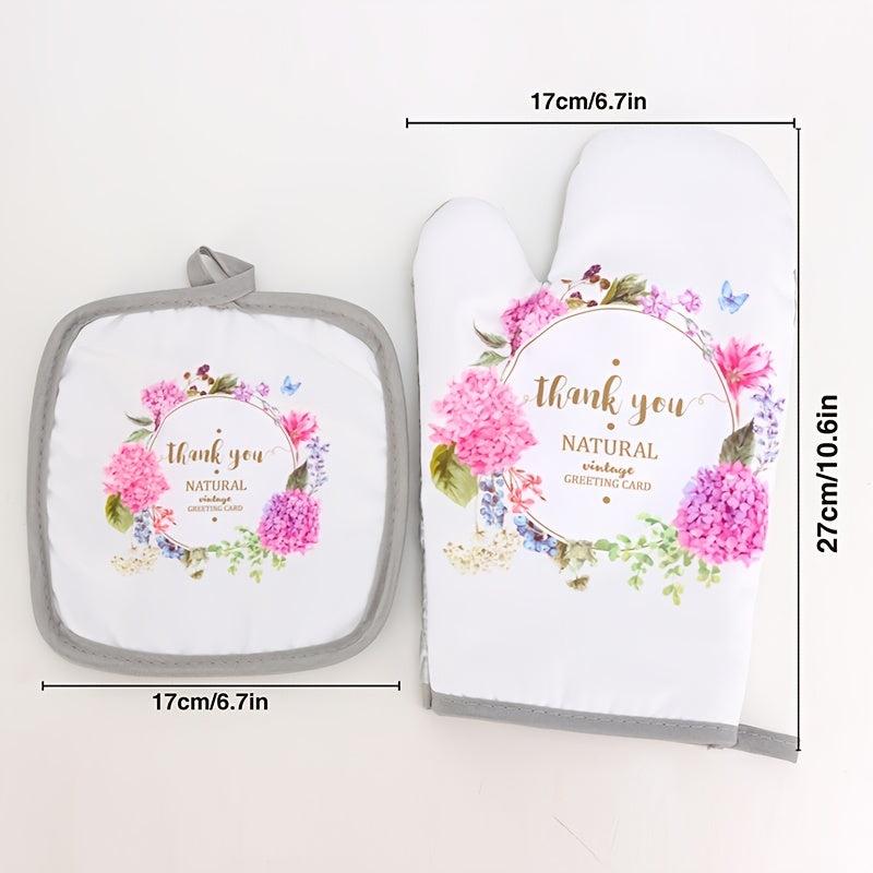 Cotton Oven Mitt Heat Insulation Gloves Kitchen Baking Gentleman Print