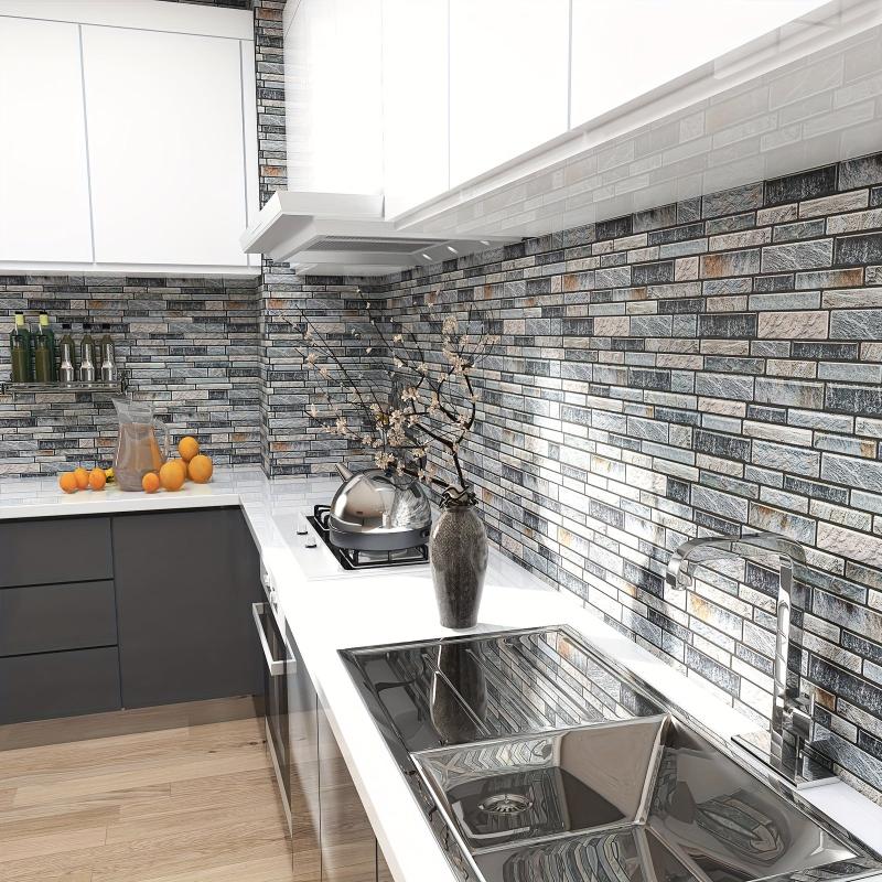 Cuttable Adhesive Stripe Tiles Wallpaper Waterproof