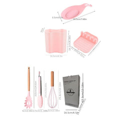 14pcs Non Stick Silicone Kitchen Utensil Set with Spoon Rest