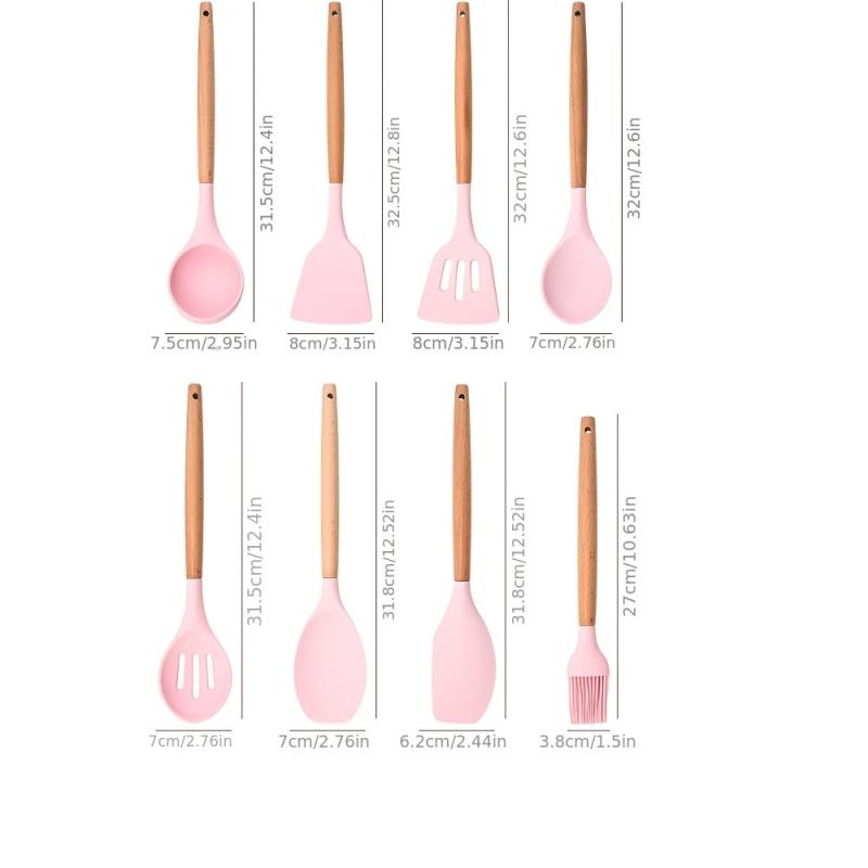 14pcs Non Stick Silicone Kitchen Utensil Set with Spoon Rest