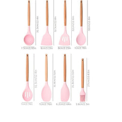 14pcs Non Stick Silicone Kitchen Utensil Set with Spoon Rest