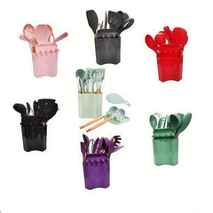14pcs Non Stick Silicone Kitchen Utensil Set with Spoon Rest