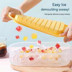 Ice Cube Mold Tray with Lid and Storage Box - Easy Release