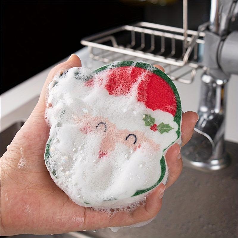 Christmas Pot Sponge Cartoon Dish Brush for Cleaning Kitchen Sink