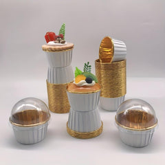 50pcs Disposable Paper Cupcake Cups With Lids Heat Resistant