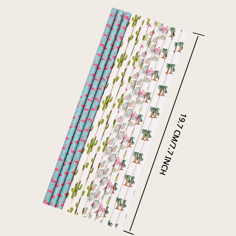 100pcs Hawaiian Tropical Party Paper Straws for Wedding Bridal Jui