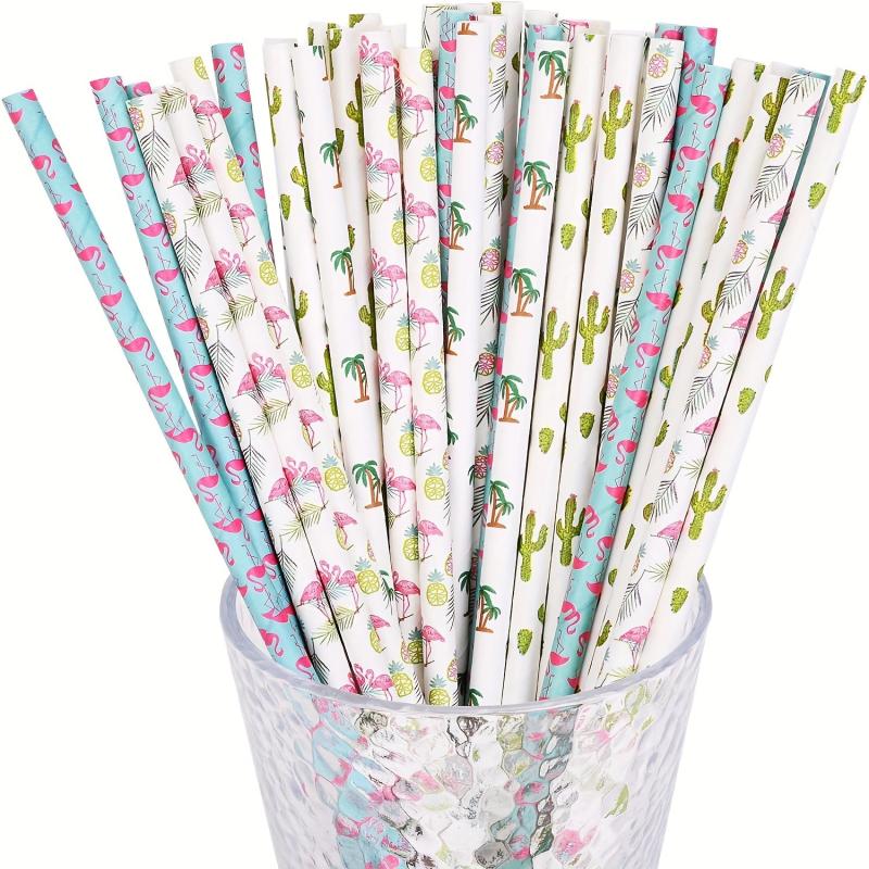 100pcs Hawaiian Tropical Party Paper Straws for Wedding Bridal Jui