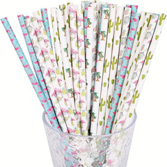100pcs Hawaiian Tropical Party Paper Straws for Wedding Bridal Jui