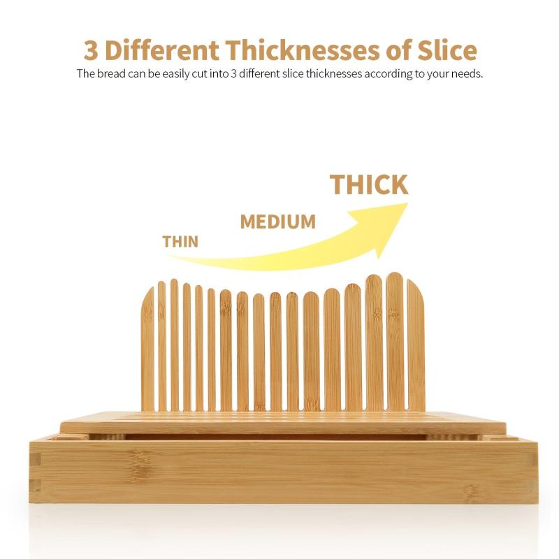 Bamboo Bread Slicer With Crumbs Tray Foldable Wooden Bread Slicer