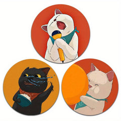 3pcs Cat Coasters Absorbent Cup Mat - Home Decor & Kitchen Gadgets