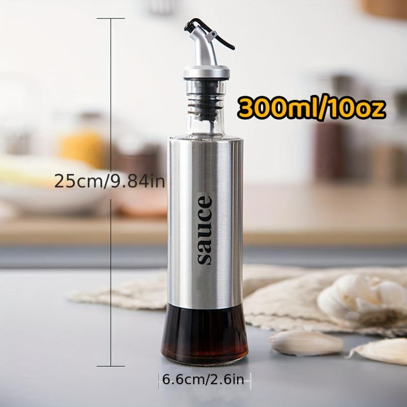 300ml Stainless Steel Olive Bottle Nozzle Vinegar Dispenser Kitchen Storage