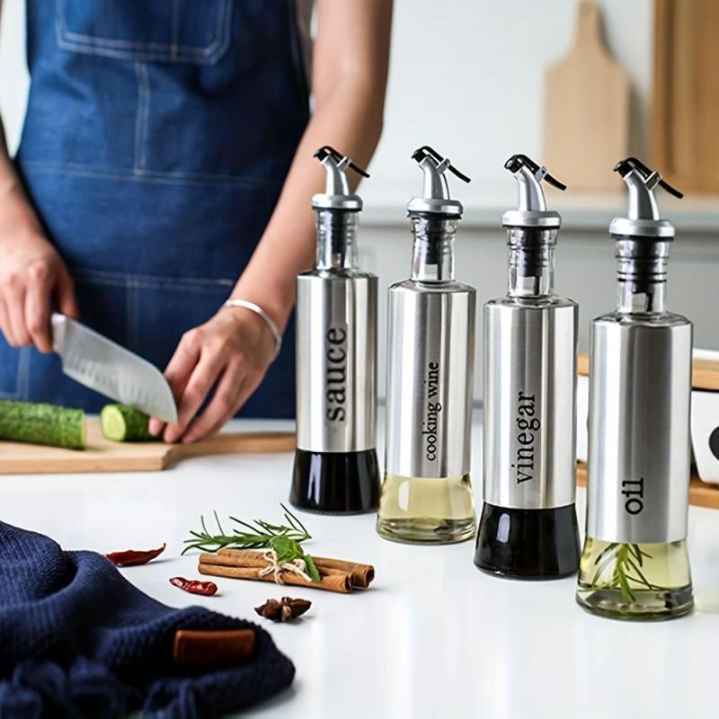 300ml Stainless Steel Olive Bottle Nozzle Vinegar Dispenser Kitchen Storage