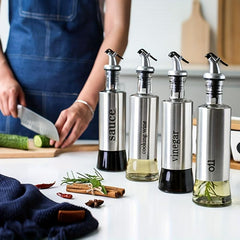 300ml Stainless Steel Olive Bottle Nozzle Vinegar Dispenser Kitchen Storage