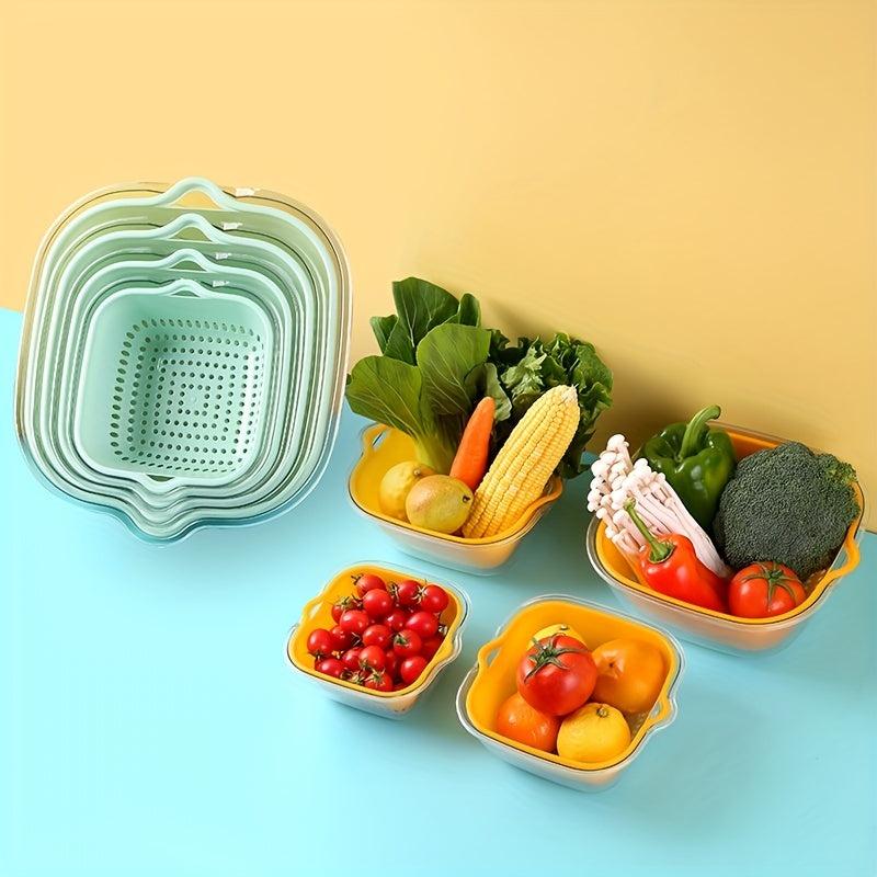 Double Layer Drain Basket Vegetable Washing Basket Colander Strainer