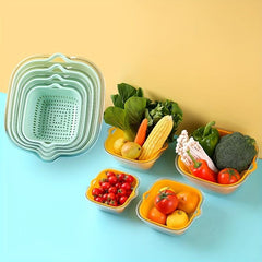 Double Layer Drain Basket Vegetable Washing Basket Colander Strainer