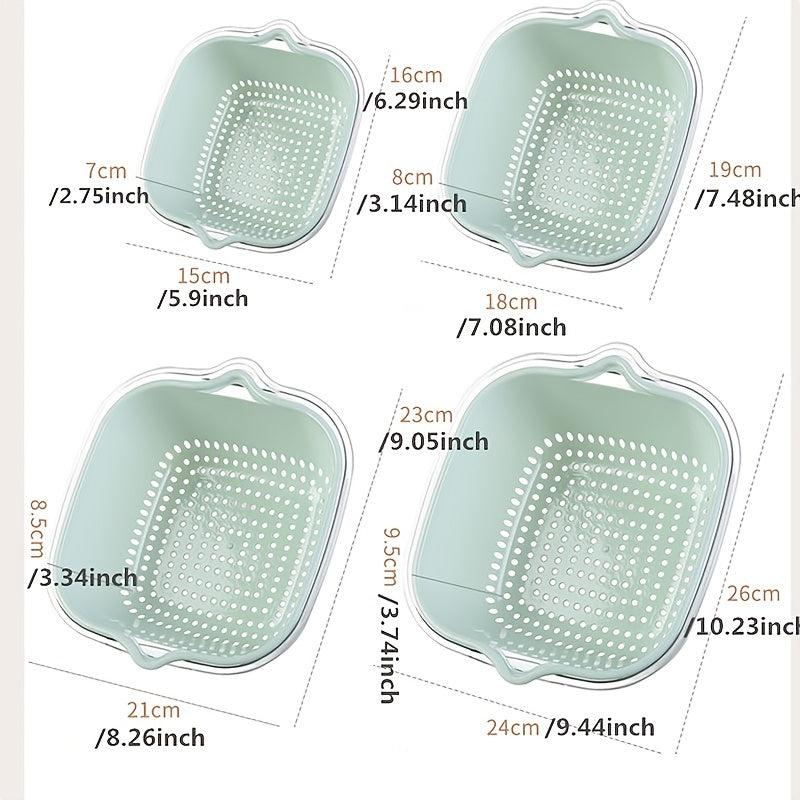 Double Layer Drain Basket Vegetable Washing Basket Colander Strainer