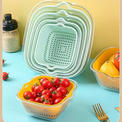 Double Layer Drain Basket Vegetable Washing Basket Colander Strainer