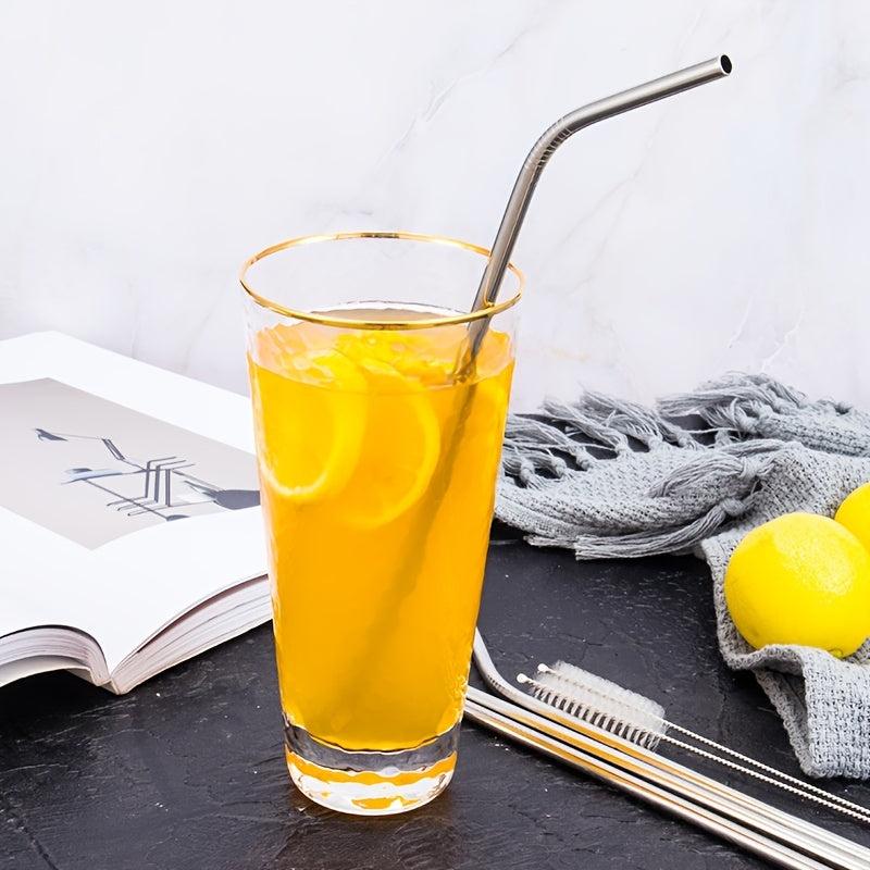 5pcs Stainless Steel Straw Set Coffee Colorful Elbow Metal Straw