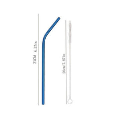 5pcs Stainless Steel Straw Set Coffee Colorful Elbow Metal Straw