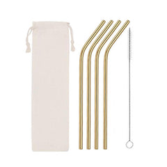 5pcs Stainless Steel Straw Set Coffee Colorful Elbow Metal Straw