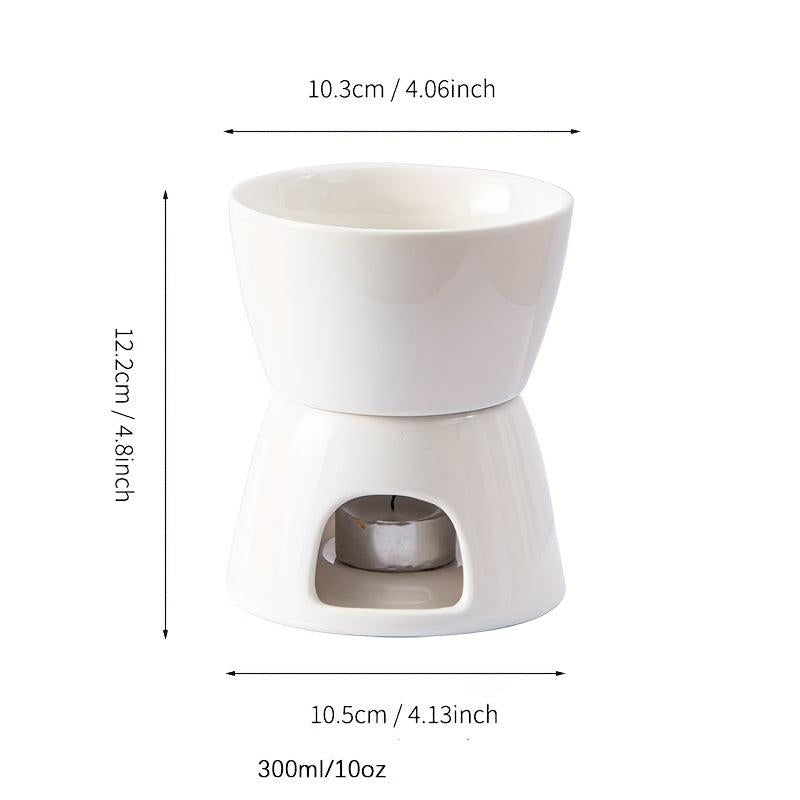 Ceramic Cheese Fondue Set With Forks & Candle, Chocolate Melting Fondue Pot