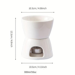 Ceramic Cheese Fondue Set With Forks & Candle, Chocolate Melting Fondue Pot