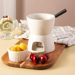 Ceramic Cheese Fondue Set With Forks & Candle, Chocolate Melting Fondue Pot
