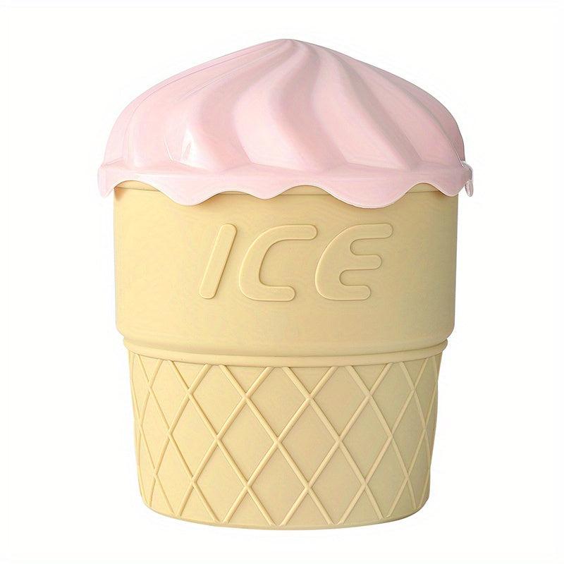 Ice Cream Cone Shaped Ice Bucket with Lid - Silicone Ice Cube Tray