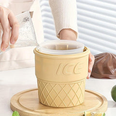 Ice Cream Cone Shaped Ice Bucket with Lid - Silicone Ice Cube Tray
