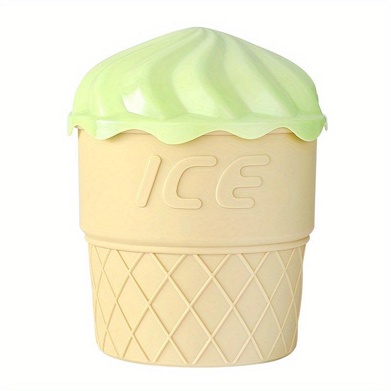 Ice Cream Cone Shaped Ice Bucket with Lid - Silicone Ice Cube Tray