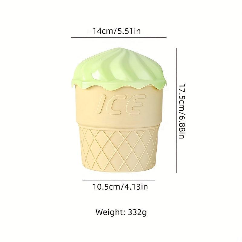 Ice Cream Cone Shaped Ice Bucket with Lid - Silicone Ice Cube Tray