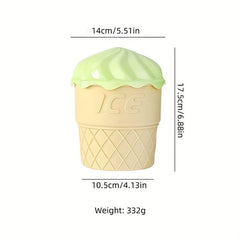 Ice Cream Cone Shaped Ice Bucket with Lid - Silicone Ice Cube Tray