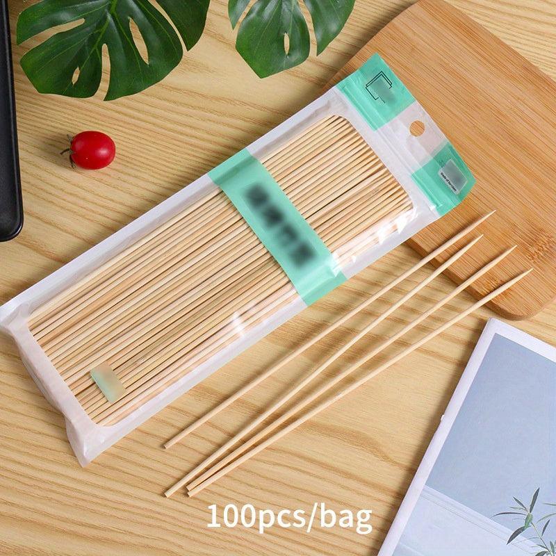 100pcs Disposable BBQ Bamboo Skewers Fruit Vegetable Outdoor Skewers